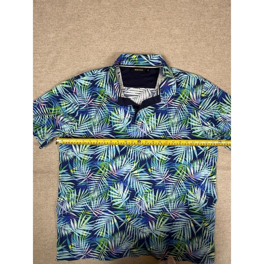 Bugatchi Golf Polo Shirt‎ Men's XXL Blue Palm Leaf - Picture 4 of 8